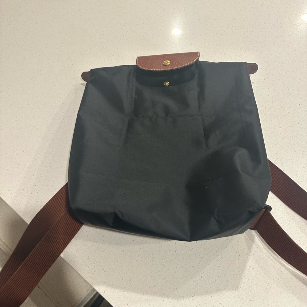 Longchamp Black and Brown Backpack